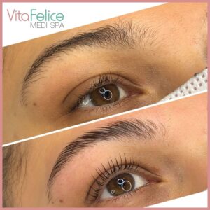 Keratin Lash lift and brow lamination before and after New Westminster